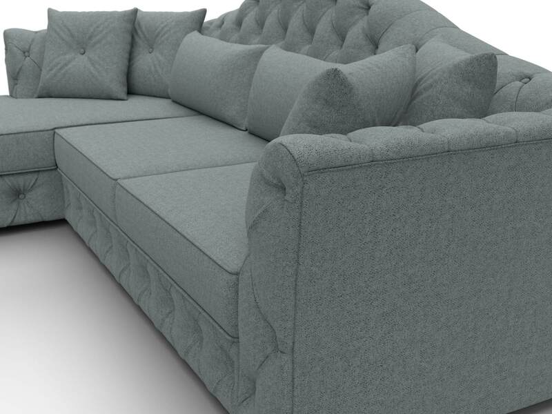 Диван угловой Артис левый угол, Рогожка, Амур 07 серый