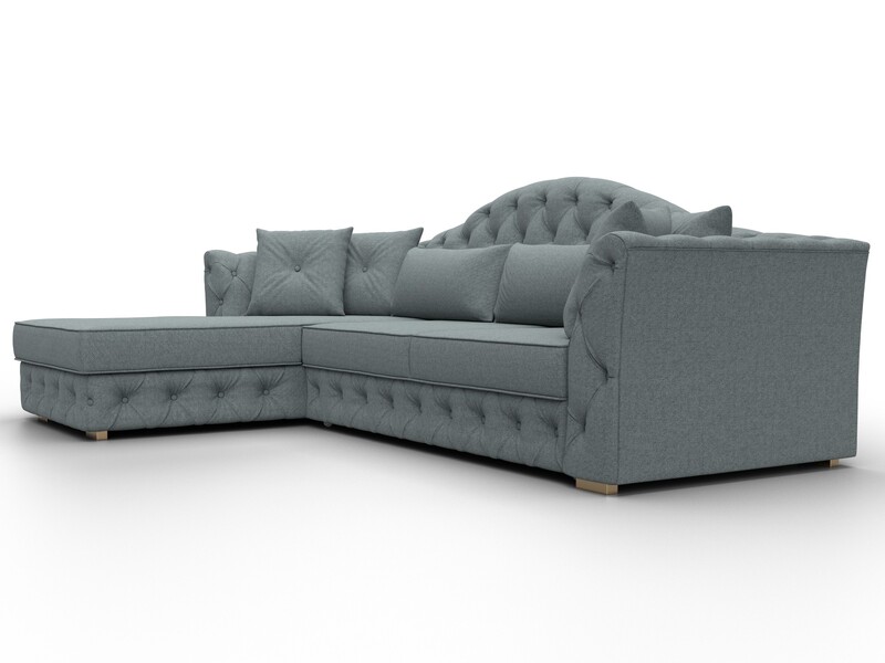 Диван угловой Артис левый угол, Рогожка, Амур 07 серый