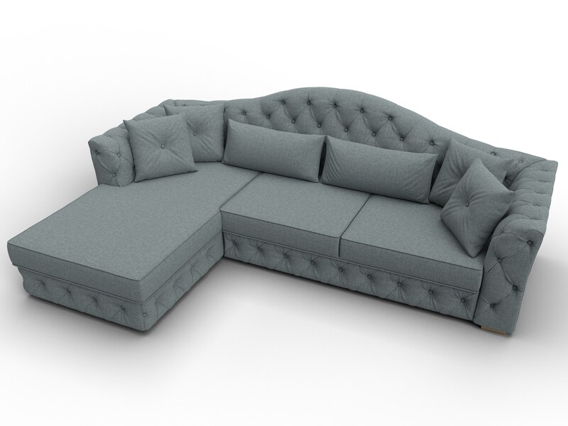 Диван угловой Артис левый угол, Рогожка, Амур 07 серый