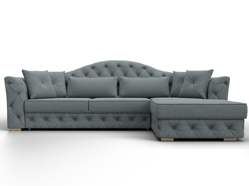 Диван угловой Артис правый угол, Рогожка, Амур 07 серый