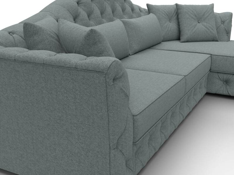 Диван угловой Артис правый угол, Рогожка, Амур 07 серый