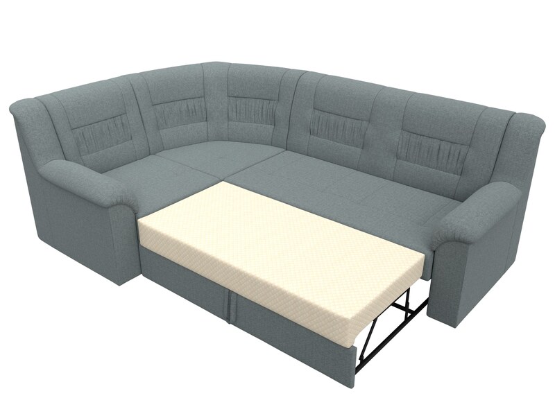 Диван угловой Карелия левый угол, Рогожка, Амур 07 серый