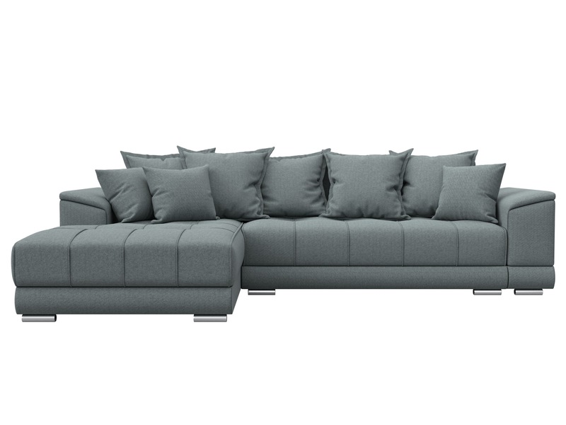 Диван угловой НордСтар левый угол, Рогожка, Амур 07 серый