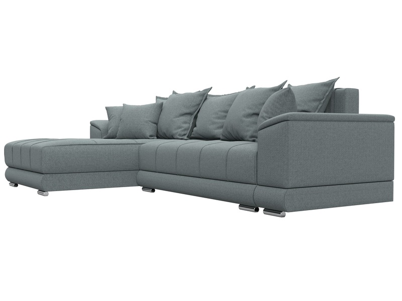 Диван угловой НордСтар левый угол, Рогожка, Амур 07 серый