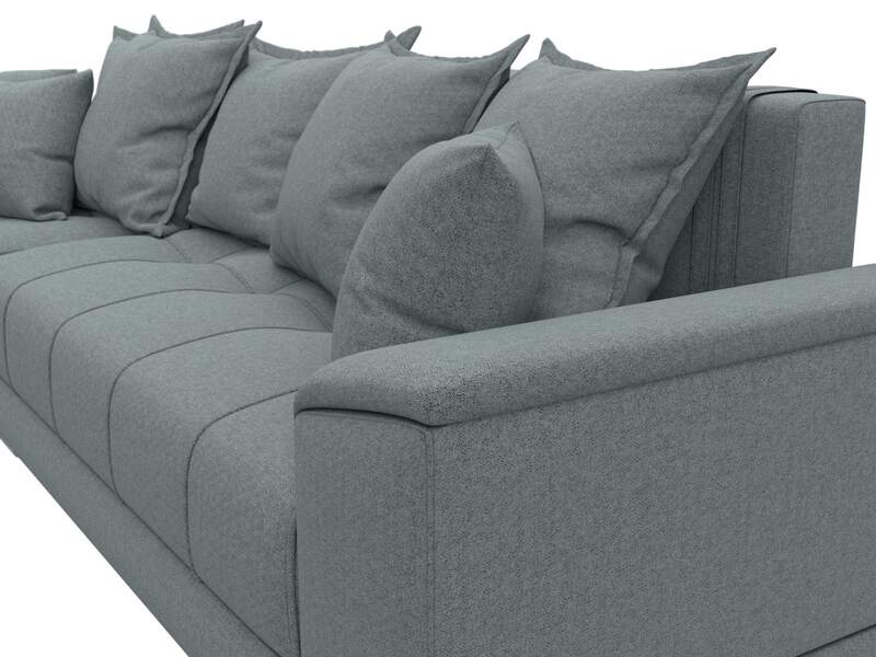 Диван угловой НордСтар левый угол, Рогожка, Амур 07 серый