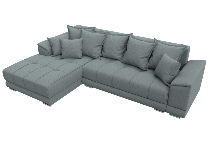 Диван угловой НордСтар левый угол, Рогожка, Амур 07 серый