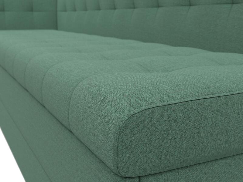 Диван кухонный прямой Бриз с углом слева, Рогожка, Амур 11 зеленый