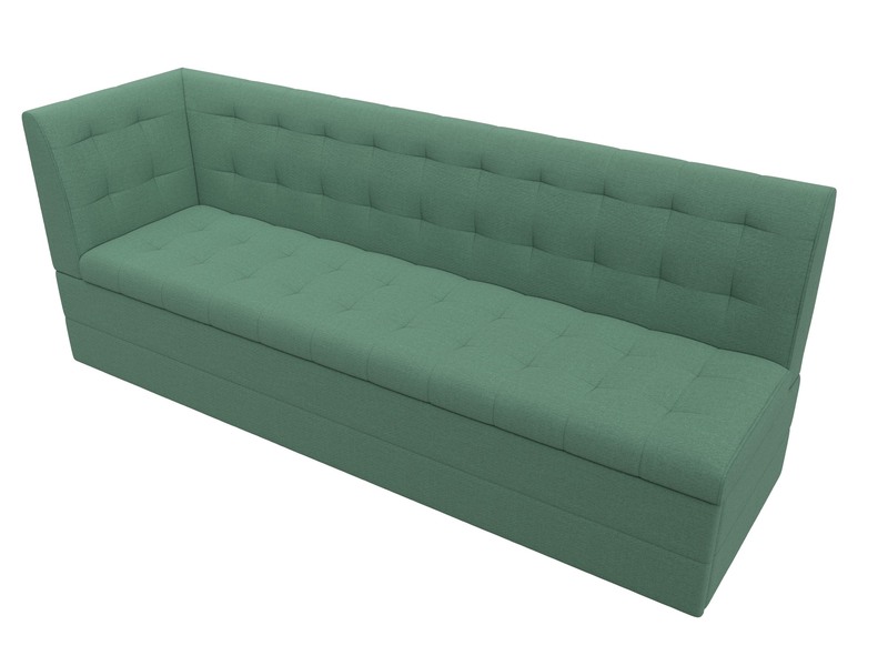 Диван кухонный прямой Бриз с углом слева, Рогожка, Амур 11 зеленый