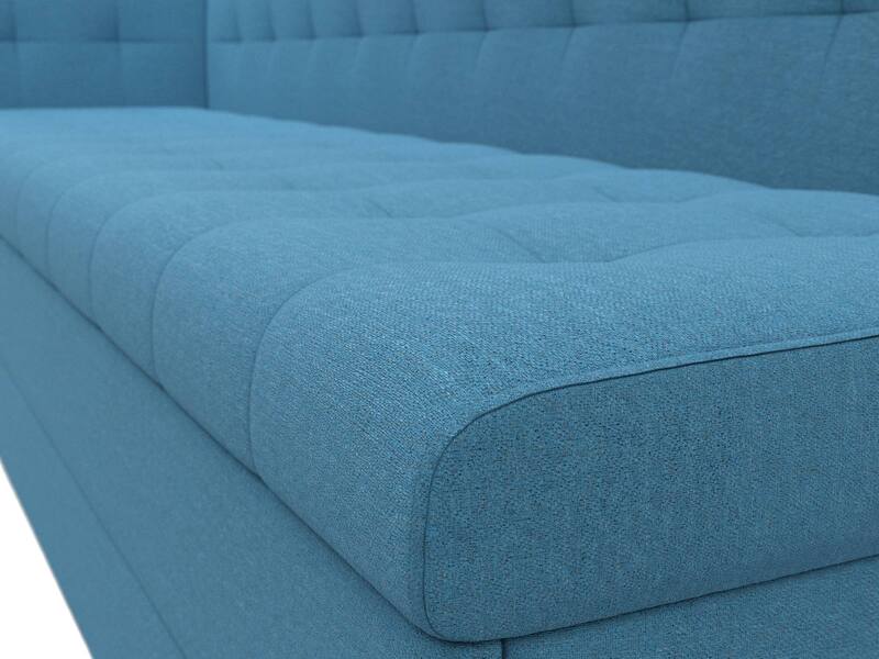 Диван кухонный прямой Бриз с углом слева, Рогожка, Амур 10 голубой