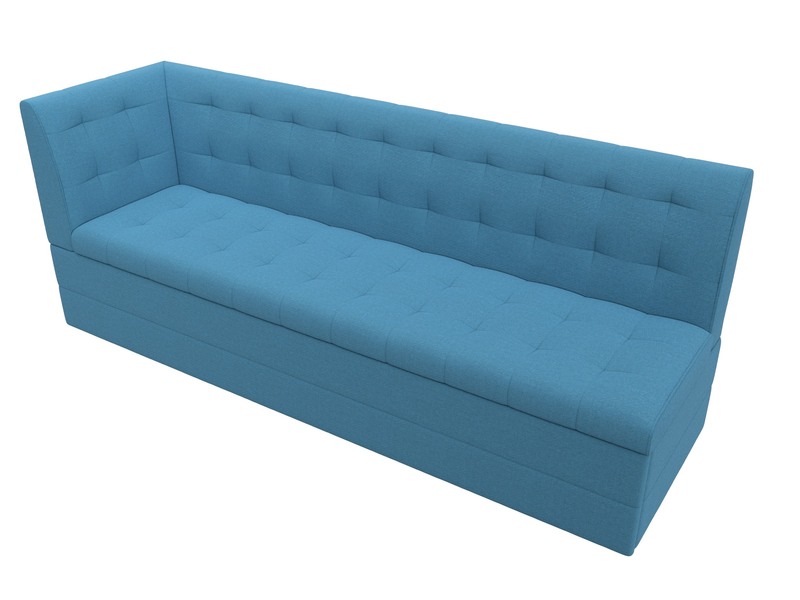 Диван кухонный прямой Бриз с углом слева, Рогожка, Амур 10 голубой