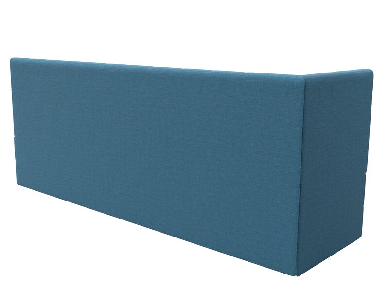 Диван кухонный прямой Бриз с углом слева, Рогожка, Амур 10 голубой