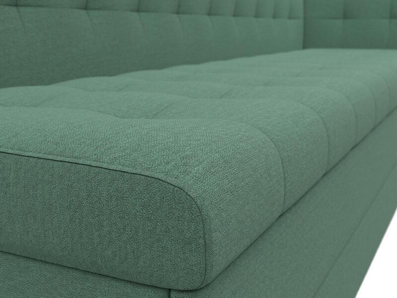 Диван кухонный прямой Бриз с углом справа, Рогожка, Амур 11 зеленый