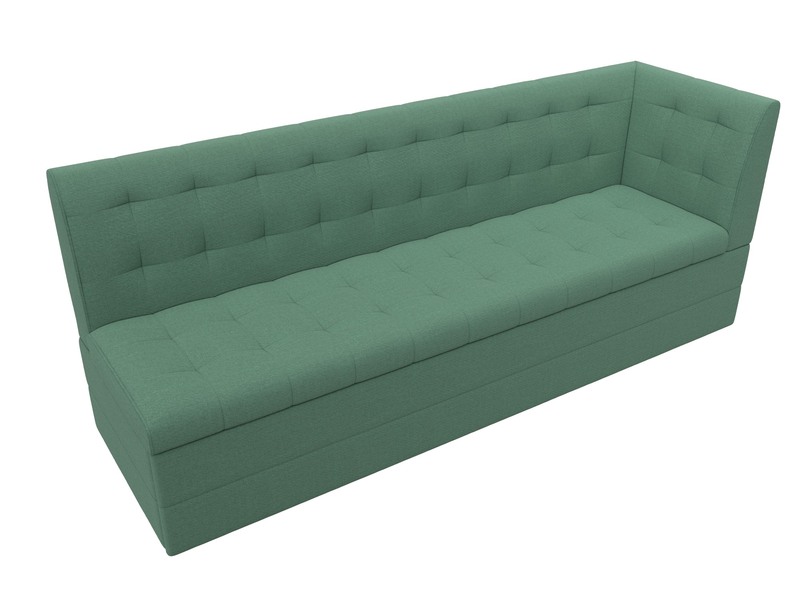 Диван кухонный прямой Бриз с углом справа, Рогожка, Амур 11 зеленый