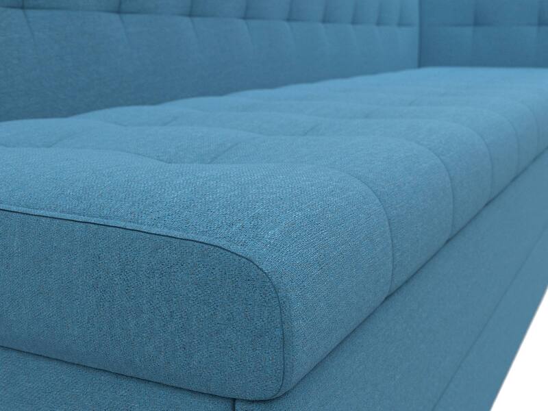 Диван кухонный прямой Бриз с углом справа, Рогожка, Амур 10 голубой