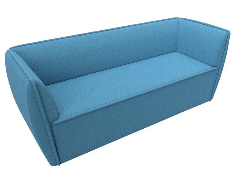 Диван кухонный прямой Бергамо 3-х местный, Рогожка, Амур 10 голубой