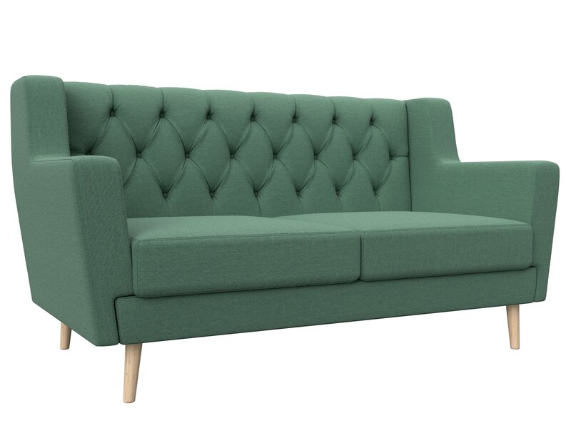 Диван кухонный прямой Брайтон 2 Люкс, Рогожка, Амур 11 зеленый