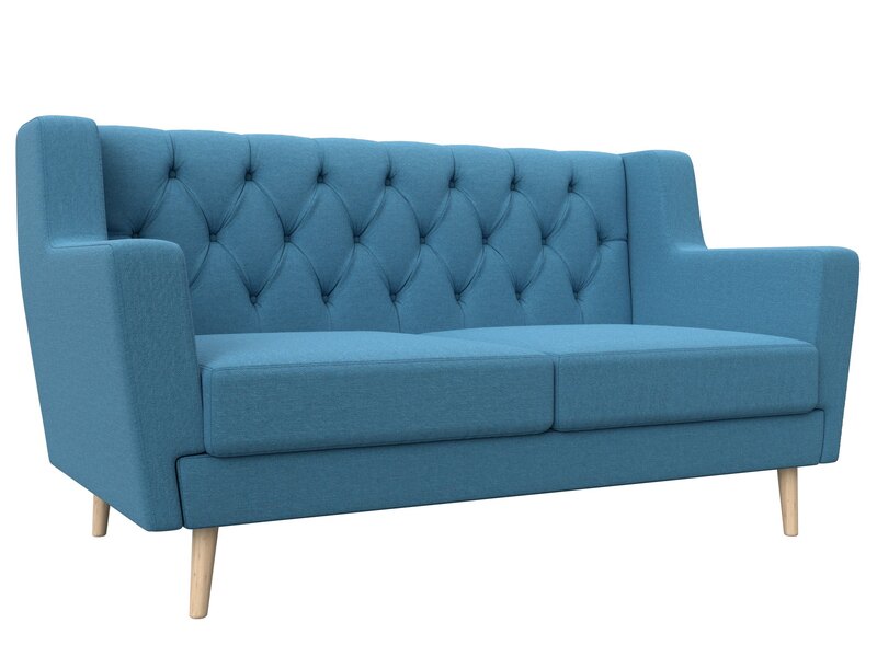 Диван кухонный прямой Брайтон 2 Люкс, Рогожка, Амур 10 голубой