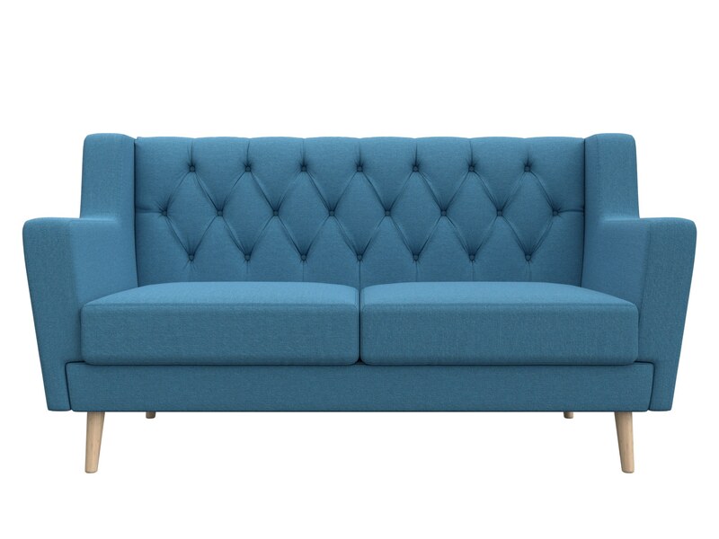 Диван кухонный прямой Брайтон 2 Люкс, Рогожка, Амур 10 голубой