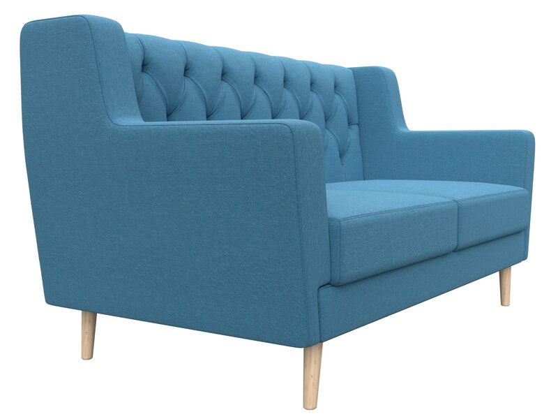 Диван кухонный прямой Брайтон 2 Люкс, Рогожка, Амур 10 голубой