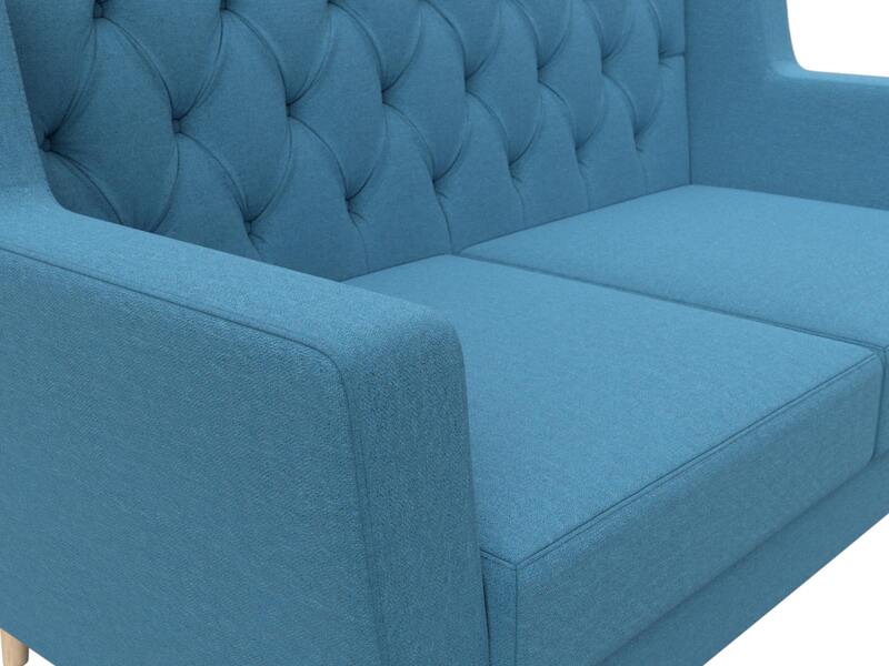 Диван кухонный прямой Брайтон 2 Люкс, Рогожка, Амур 10 голубой