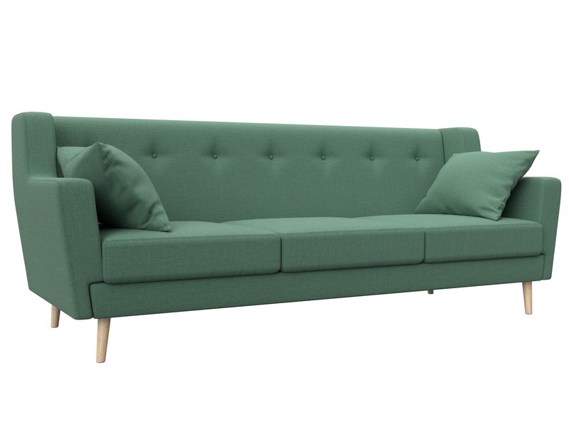 Диван кухонный прямой Брайтон 3, Рогожка, Амур 11 зеленый