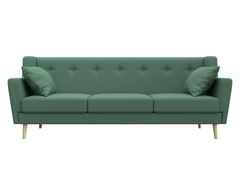 Диван кухонный прямой Брайтон 3, Рогожка, Амур 11 зеленый