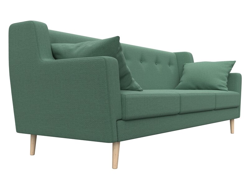 Диван кухонный прямой Брайтон 3, Рогожка, Амур 11 зеленый