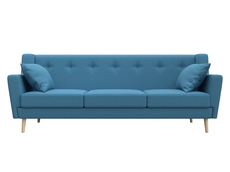 Диван кухонный прямой Брайтон 3, Рогожка, Амур 10 голубой