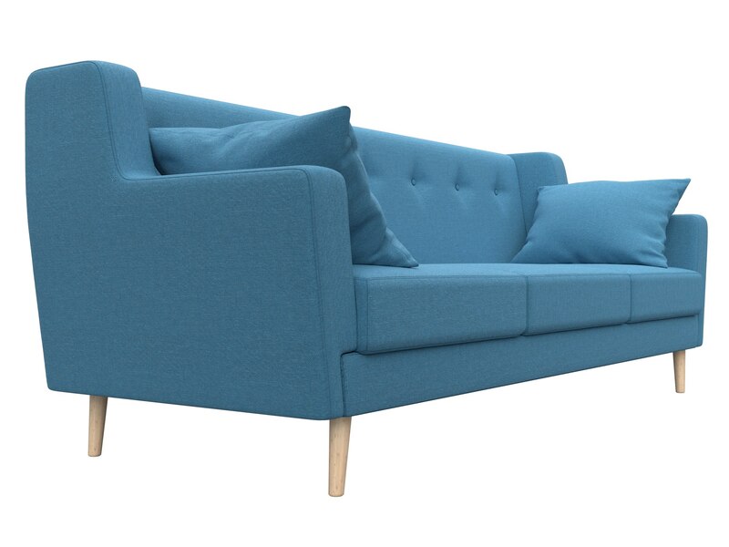 Диван кухонный прямой Брайтон 3, Рогожка, Амур 10 голубой