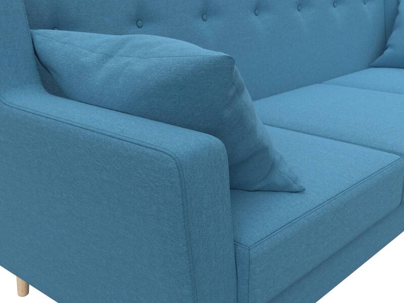 Диван кухонный прямой Брайтон 3, Рогожка, Амур 10 голубой