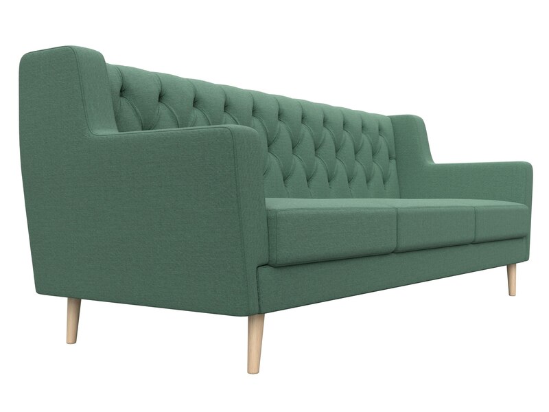 Диван кухонный прямой Брайтон 3 Люкс, Рогожка, Амур 11 зеленый