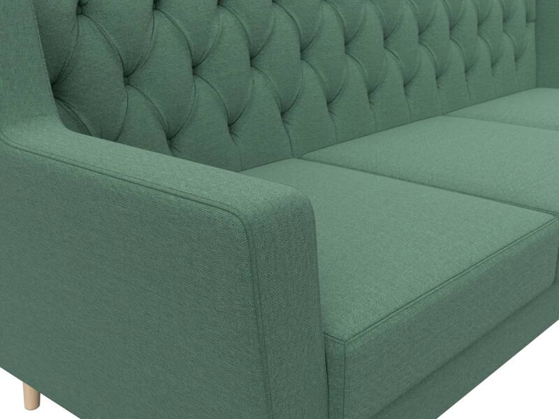 Диван кухонный прямой Брайтон 3 Люкс, Рогожка, Амур 11 зеленый