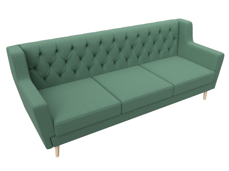 Диван кухонный прямой Брайтон 3 Люкс, Рогожка, Амур 11 зеленый