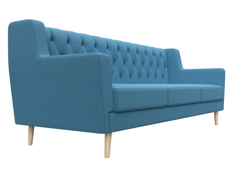 Диван кухонный прямой Брайтон 3 Люкс, Рогожка, Амур 10 голубой