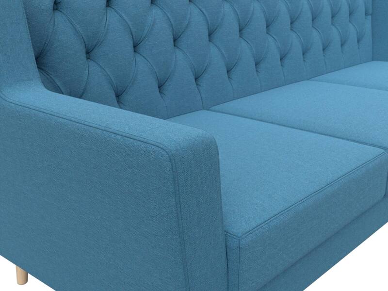 Диван кухонный прямой Брайтон 3 Люкс, Рогожка, Амур 10 голубой