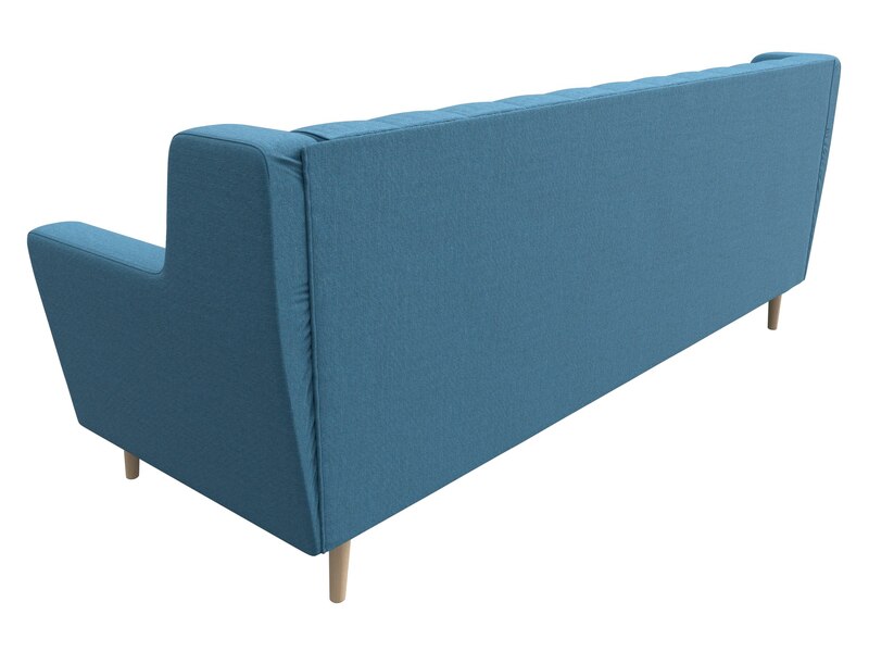 Диван кухонный прямой Брайтон 3 Люкс, Рогожка, Амур 10 голубой