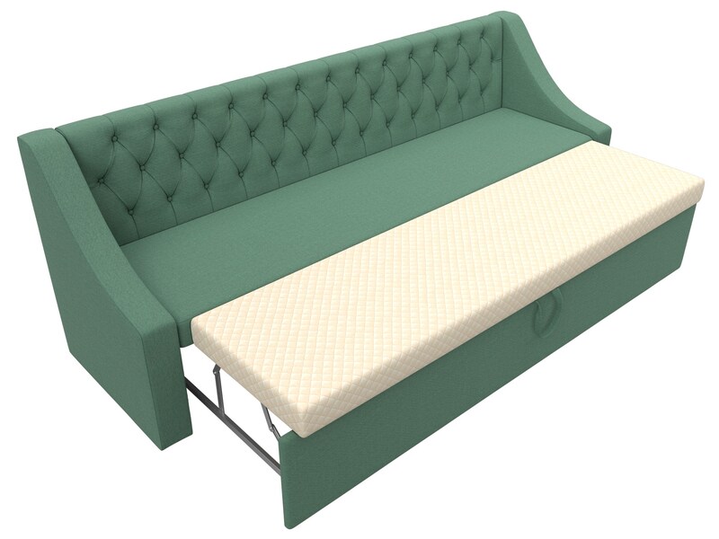 Диван кухонный прямой Мерлин, Рогожка, Амур 11 зеленый