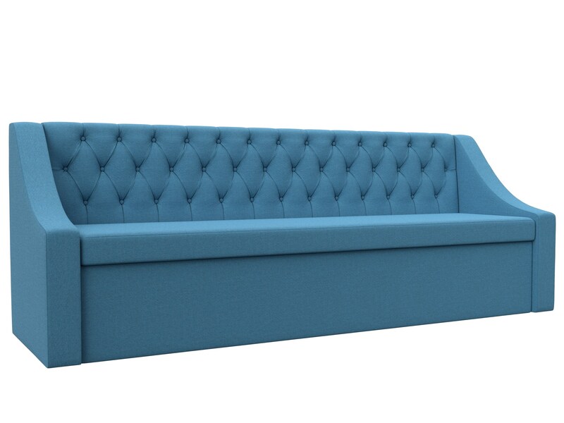 Диван кухонный прямой Мерлин, Рогожка, Амур 10 голубой