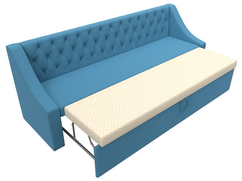 Диван кухонный прямой Мерлин, Рогожка, Амур 10 голубой