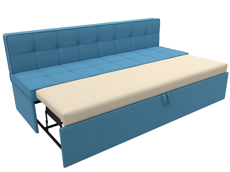 Диван кухонный прямой Техас, Рогожка, Амур 10 голубой