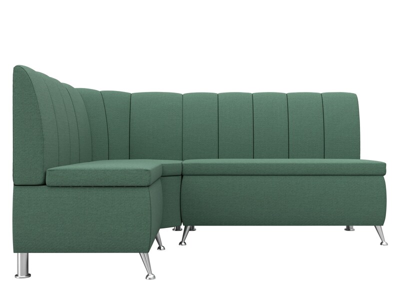 Диван кухонный угловой Кантри левый угол, Рогожка, Амур 11 зеленый