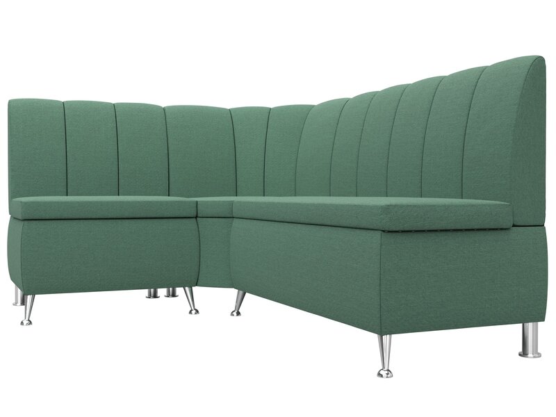 Диван кухонный угловой Кантри левый угол, Рогожка, Амур 11 зеленый