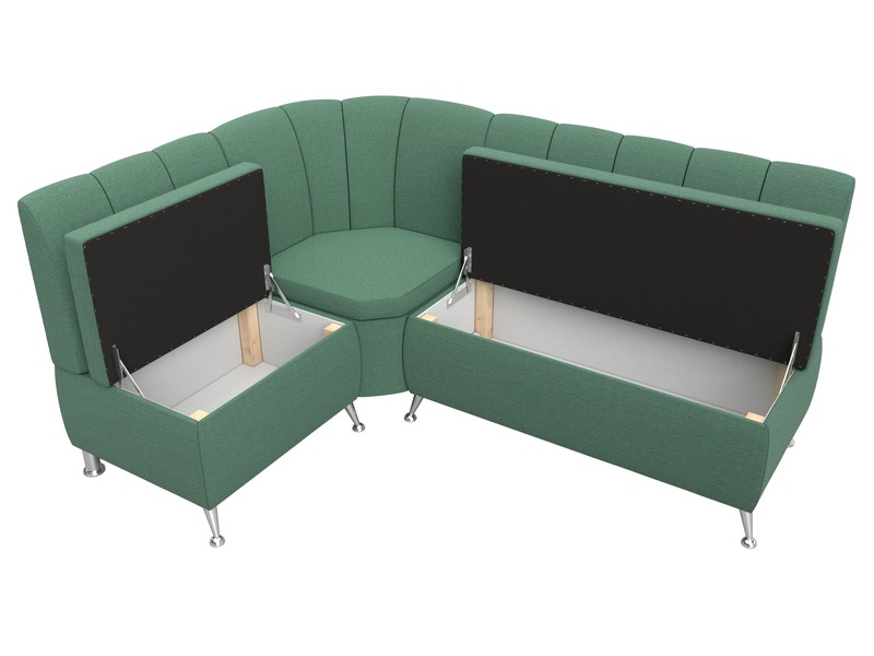 Диван кухонный угловой Кантри левый угол, Рогожка, Амур 11 зеленый