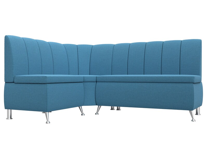 Диван кухонный угловой Кантри левый угол, Рогожка, Амур 10 голубой