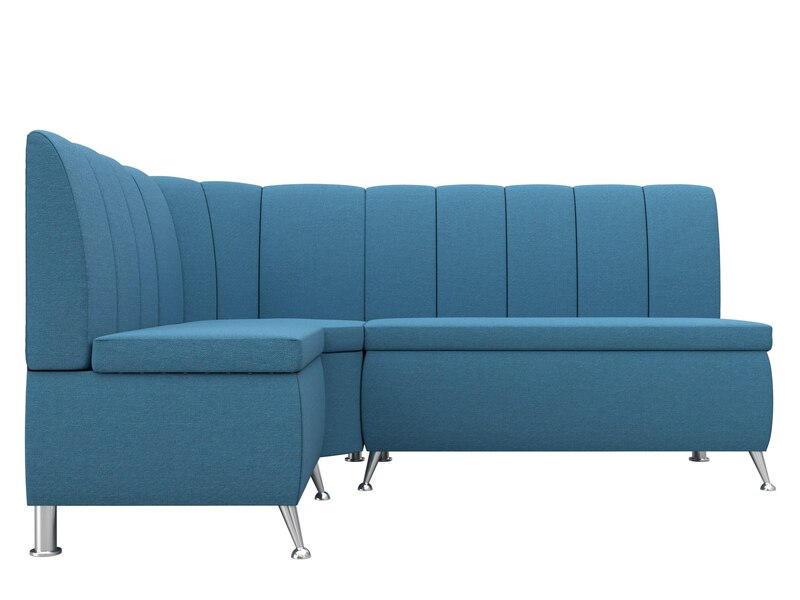 Диван кухонный угловой Кантри левый угол, Рогожка, Амур 10 голубой