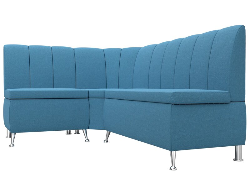 Диван кухонный угловой Кантри левый угол, Рогожка, Амур 10 голубой