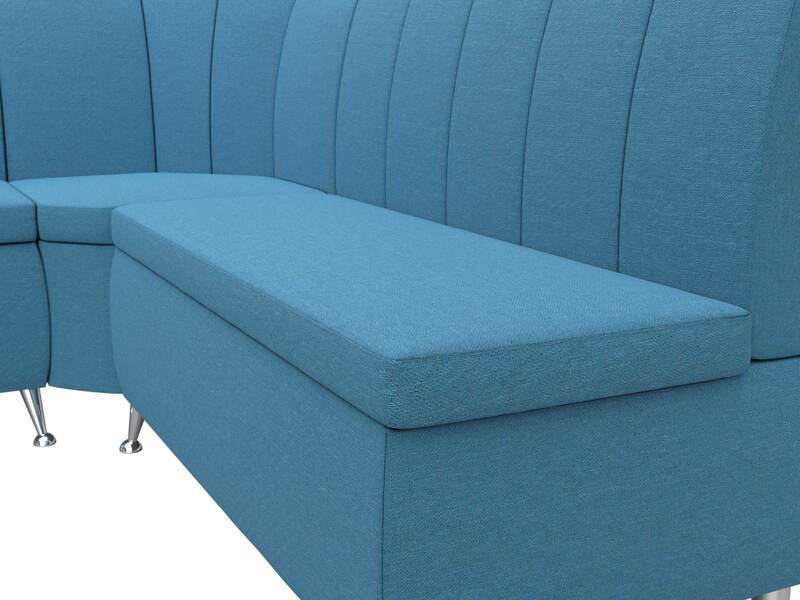 Диван кухонный угловой Кантри левый угол, Рогожка, Амур 10 голубой