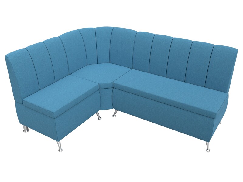 Диван кухонный угловой Кантри левый угол, Рогожка, Амур 10 голубой