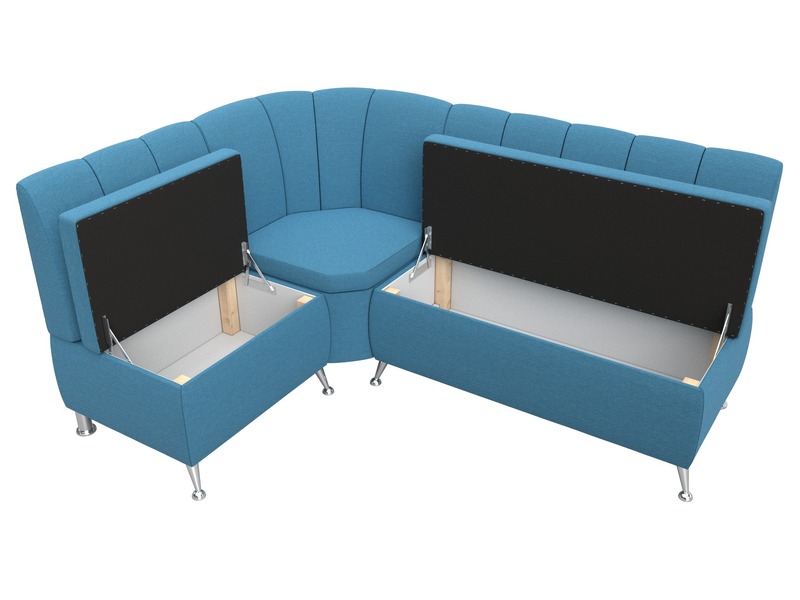 Диван кухонный угловой Кантри левый угол, Рогожка, Амур 10 голубой