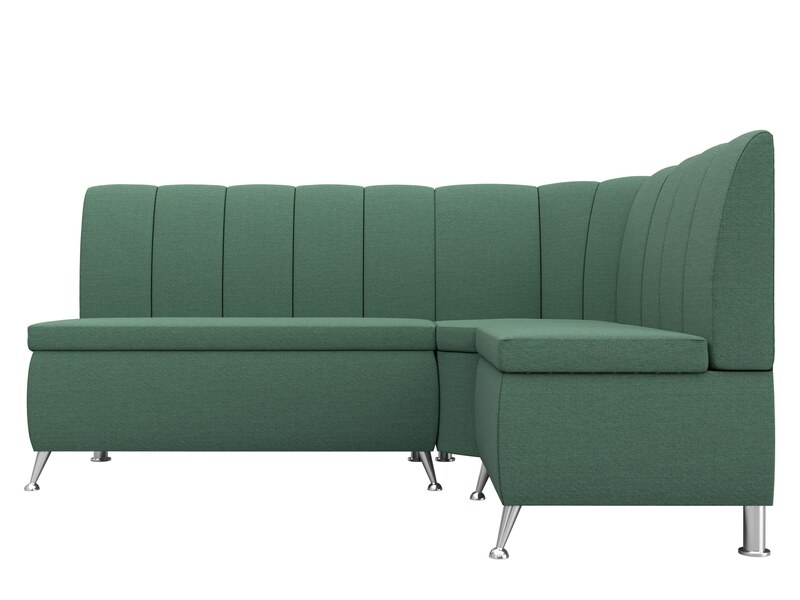 Диван кухонный угловой Кантри правый угол, Рогожка, Амур 11 зеленый